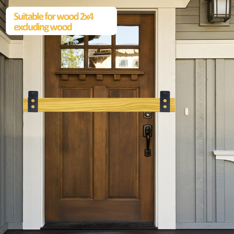 [Australia - AusPower] - Door Barricade Brackets, 2 Pack 2x4 Door Barricade Brackets Door Security Barricade Brackets Bar Security Holder for Home, Barn, Shed, Garage, Gate to Security Door Reinforcement Fits 2x4 Bars, Black 