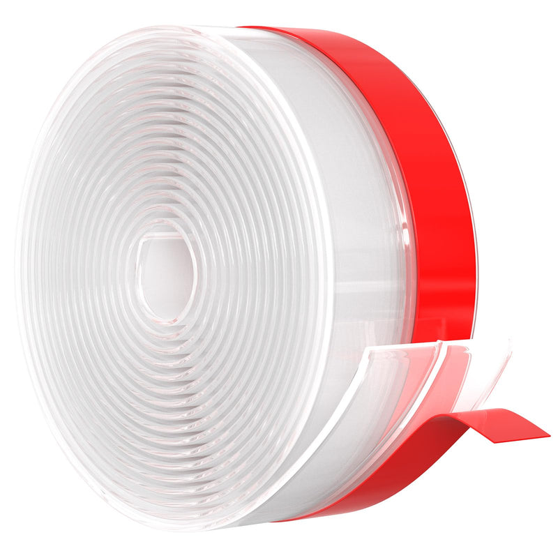 【2026 New Upgrade】 Wide Silicone Weather Stripping Door Seal with Strong Adhesive 3" x 17 ft, Draft Stopper Tape for Door Frame, Side and Bottom Gaps Strip for Glass Shower, Transparent 17FT(3" W x 0.04" T)