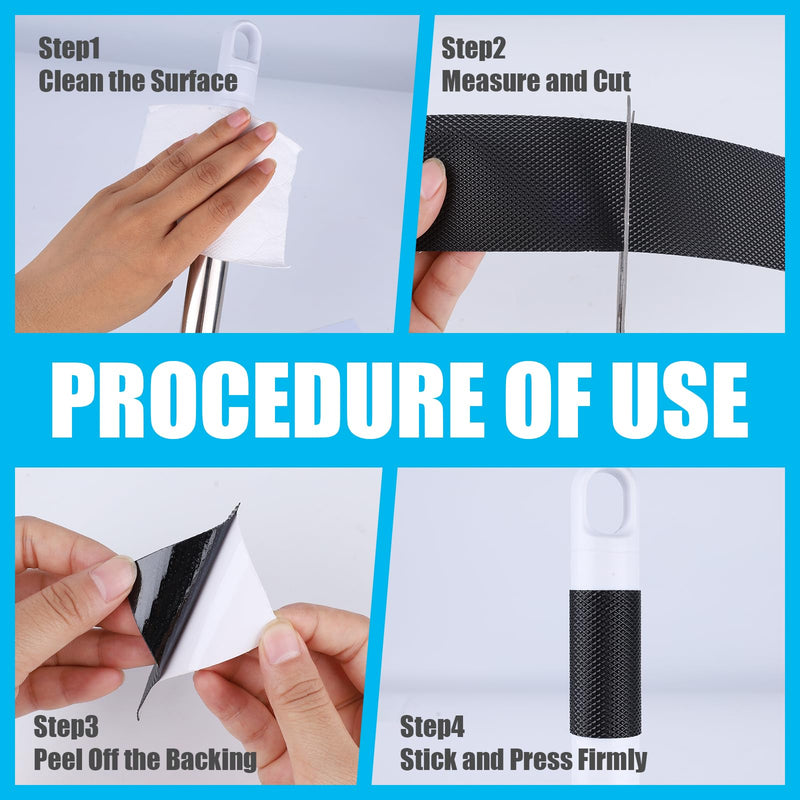 Black Rubber Anti-Slip Grip Tape (1" x 10 ft) – Non-Slip Step Strips for Indoor & Outdoor Use, Enhancing Safety of Handles or Contact Surfaces