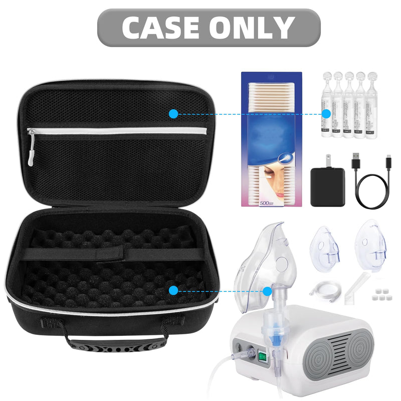 [Australia - AusPower] - Hard Case for Smart Nebulizer,Portable Nebulizer Bag,Desktop Inhaler Nebulizer for Home Travel Use,Medical Case for Inhaler Spacer, Masks, Asthma Accessories Medicine Storage Bag, Black 