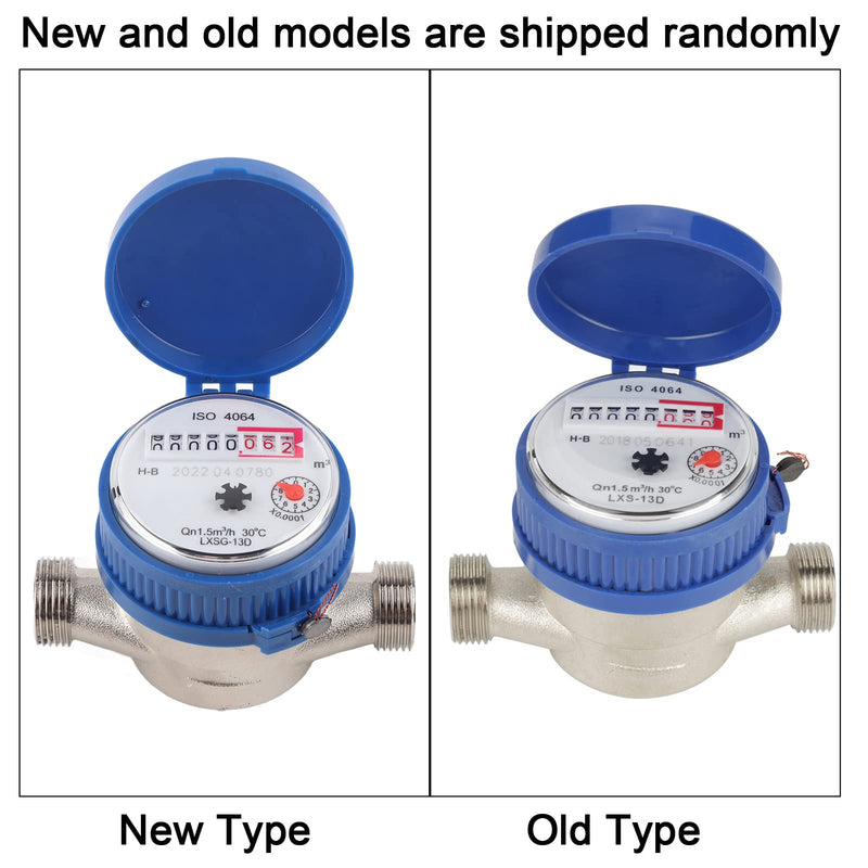 [Australia - AusPower] - Cold Water Meter, 1/2 inch Thread Water Meter with Fittings and A Protective Cover for Garden and Home Usage 