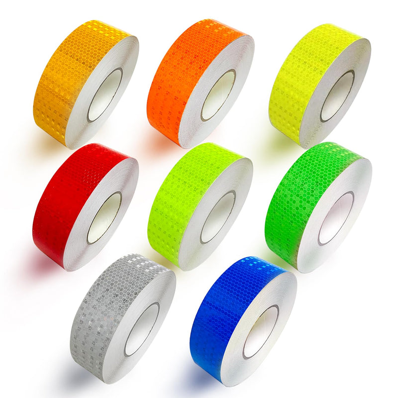 8 Rolls of 8 Colors High-Visibility Reflective Tape - Waterproof Self-Adhesive Safety Stickers for Outdoor Nighttime Visibility, Trailers, Clothing, Vehicles (1 in x 80 ft.) | Reflective stickers, night safety, waterproof, self adhesive. For clothing, ...