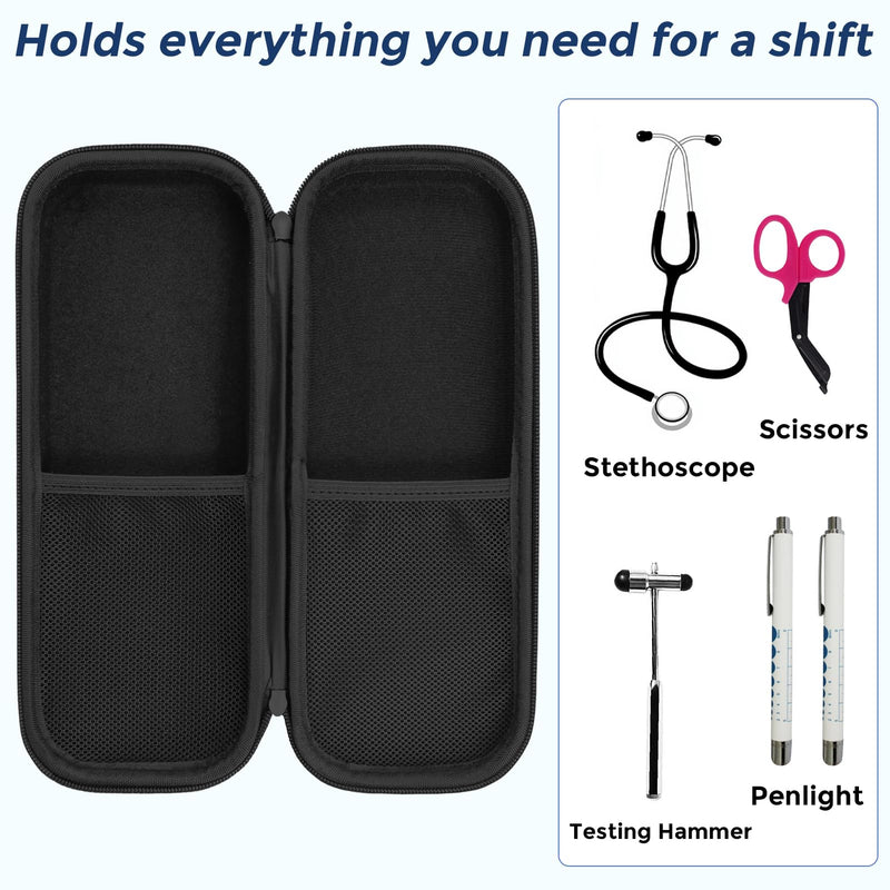 [Australia - AusPower] - Hard Stethoscope Case for 3M Littmann Classic III & Lightweight II S.E. - Stethoscope Bag for Blood Pressure/Scissor Storage - Nurse Doctor Gift, School & Hospital Essentials 