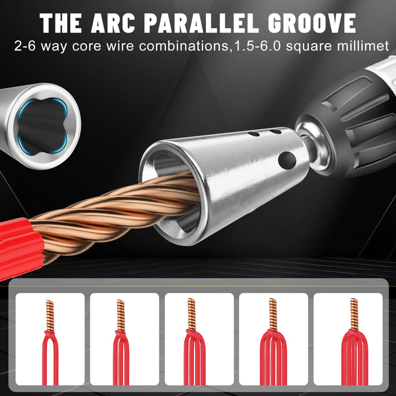 [Australia - AusPower] - 4 Pcs Wire Twister Tool for Drill, Wire Nut Twister Wire Stripper Tool Connector Driver with 1/4" Chuck Cable Quick Stripping Electricians Tools 4 