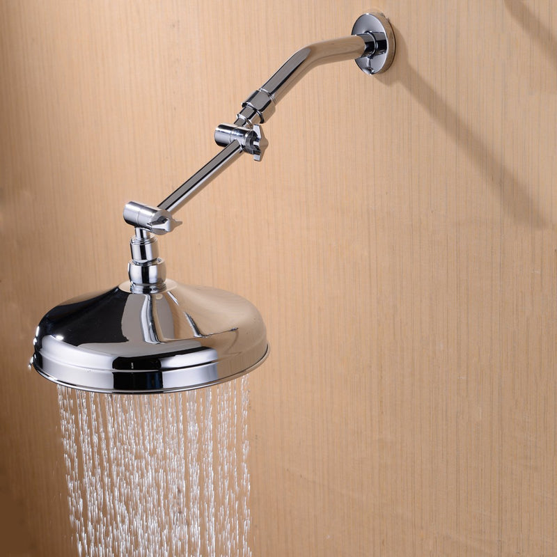 TRUSTMI 4 Inch Brass Shower Arm Extension Shower Head Combo Adjustable Height Arm Mount, Chrome