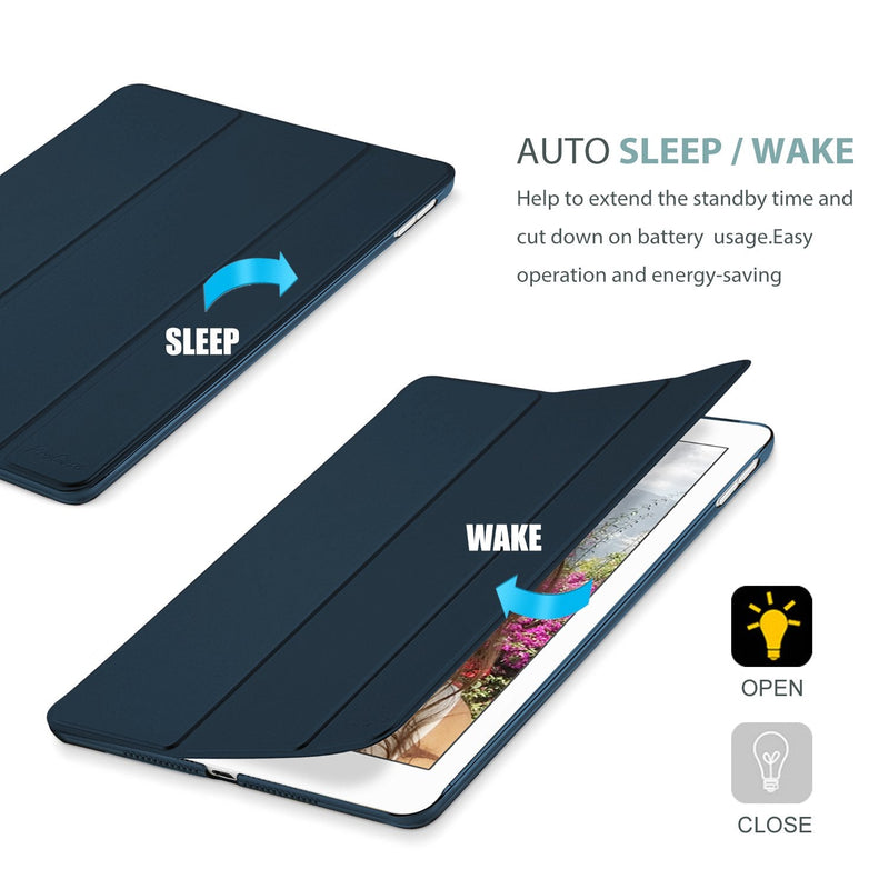 [Australia - AusPower] - for iPad 9.7 Inch Case iPad 6th/5th Generation Case 2018 2017(Model: A1893 A1954 A1822 A1823), Ultra Slim Lightweight Stand Case with Translucent Frosted Back Smart Cover -Navy Navy 
