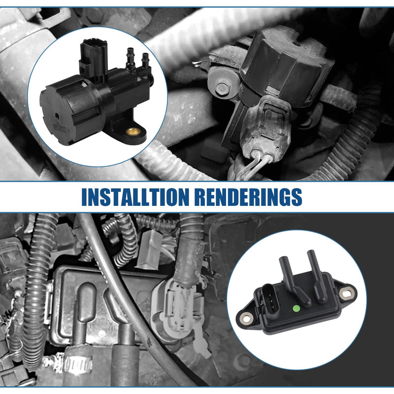 [Australia - AusPower] - EGR Pressure Feedback Sensor DPFE15 + EGR vacuum solenoid valve vs63 Replacement for Ford F-150 E-150,E-250,Explorer,Ranger,Escape,Mustang,Lincoln Town Car,Mercury Cougar,F77Z9J460AB, F77Z9J460AB 