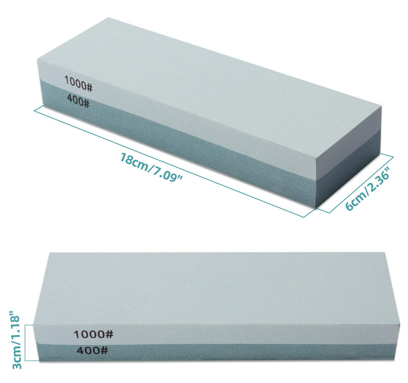 [Australia - AusPower] - Knife Sharpening Stone 400/1000 Whetstone Sharpening Stone with Non-Slip Rubber Base for Kitchen, Hunting, and Pocket Knives or Blades 