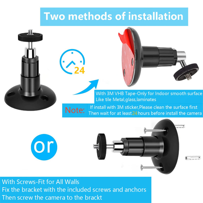 [Australia - AusPower] - 2 Pack Adjustable Security Wall Mount for Ring Camera&Stick Up Cam Battery,Indoor Outdoor Mount Bracket for Arlo HD/2/3/4,Ceiling Mount Kit for Plug-in HD Security Cam, Adhesive or Screw,No Drill 