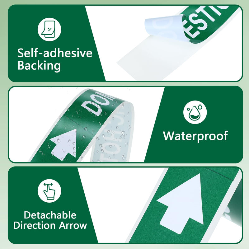 1 Roll Domestic Hot Water Label - 1" Height x 8" Width Pipe Markers, Self-Sticking - Plastic Film (Green) Green