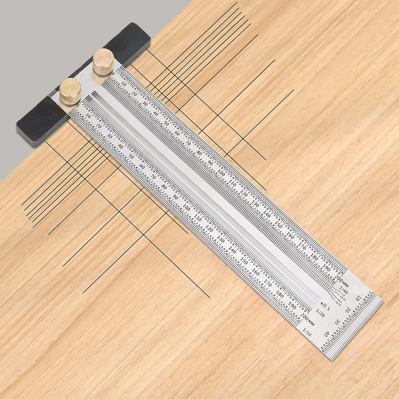 [Australia - AusPower] - Ultra Precise Marking T-Rule Stainless Steel Marking Ruler, T Square Hole Ruler, Stainless Steel Woodworking Scribing Ruler, Positioning, Scribbling Measuring Device for Carpenter, Engineer (400 mm) 400mm 