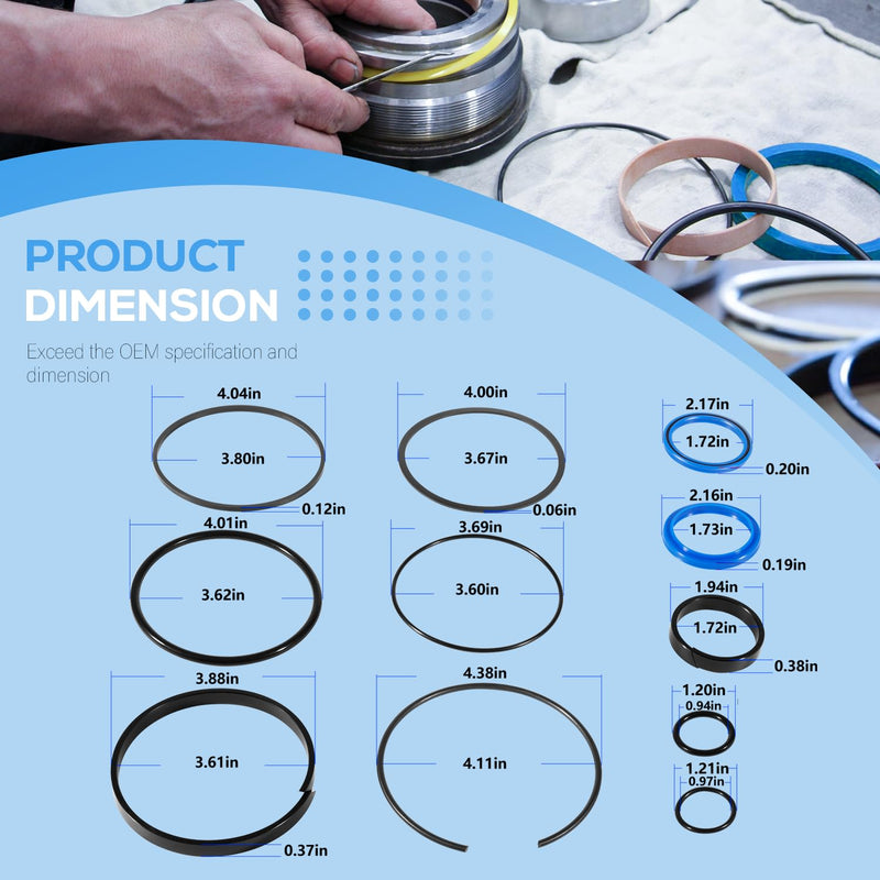 [Australia - AusPower] - Hydraulic Log Splitter Cylinder Rebuild Seal Kit for 4.0"Bore x 1.75" Rod Cylinde, Precision Made 