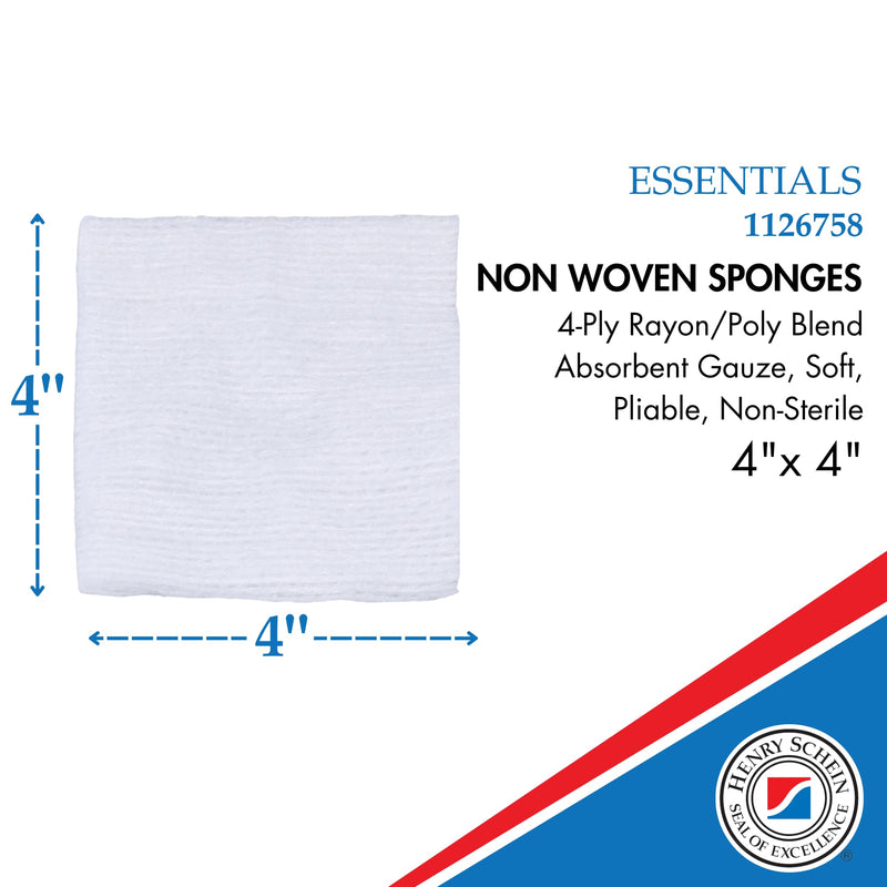 [Australia - AusPower] - Essentials Non-Sterile Gauze Sponges - 200 Count, 4-Ply, 4'' x 4'' Pads, Non-Woven, Wound Care Product for First Aid Kit/Medical Facilities 1 Pack 