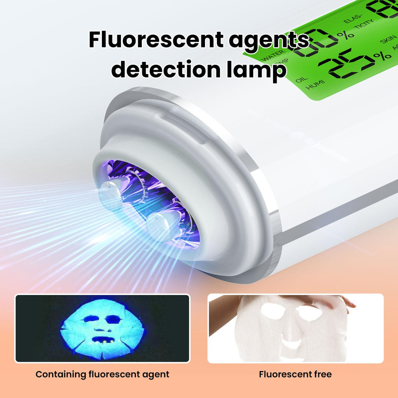 Professional Skin Moisture Tester, Digital Facial Oil Detector, High Precision Skin Hydration Analysis Meter, Hydration monitor,Portable Skin Analyzer with LCD Display & Fluorescent Agent Detection