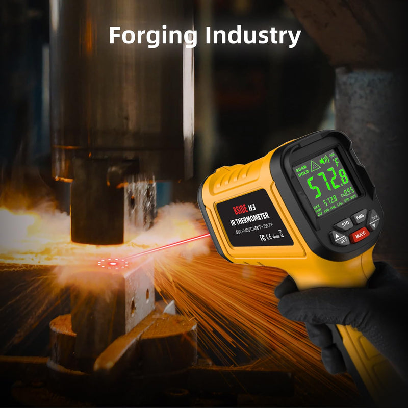 [Australia - AusPower] - BSIDE High Temp Infrared Thermometer Gun -58℉~2552℉(-50℃~1400℃), D:S=50:1, High Temperature IR Laser Pyrometer Non-Contact Color LCD Thermometer for HVAC Furnace Industry Forge Casting Metallurgy H3 (-58℉~2552℉) 