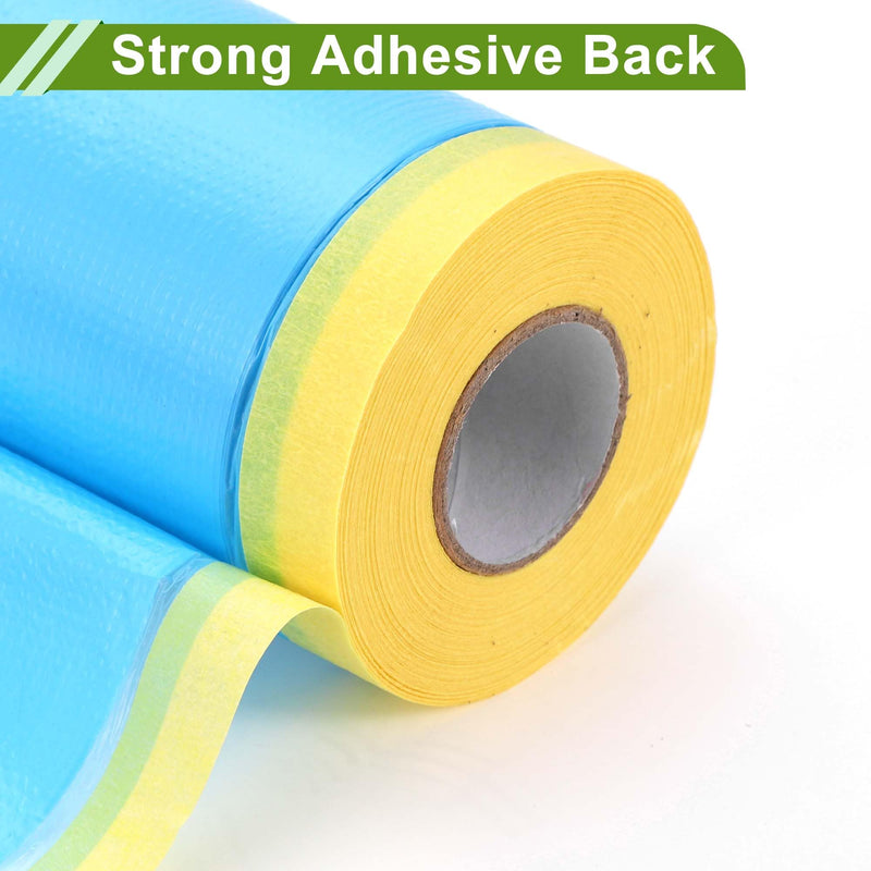 Pre-Taped Masking Film Plastic Cover PE Film Masking Paper 1 Pc 2500x55cm / 82.02ftx21.65" Yellow Blue
