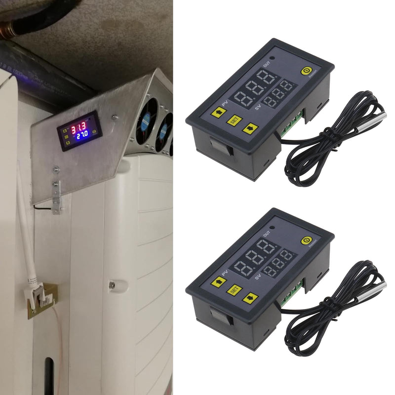 [Australia - AusPower] - The Lord of the Tools Pack of 2pcs W3230 LCD Digital Thermostat DC 12V 20A Digital Temperature Controller Regulator LED Thermostat Switch Sensor Thermostat Range -50-110 Degrees 