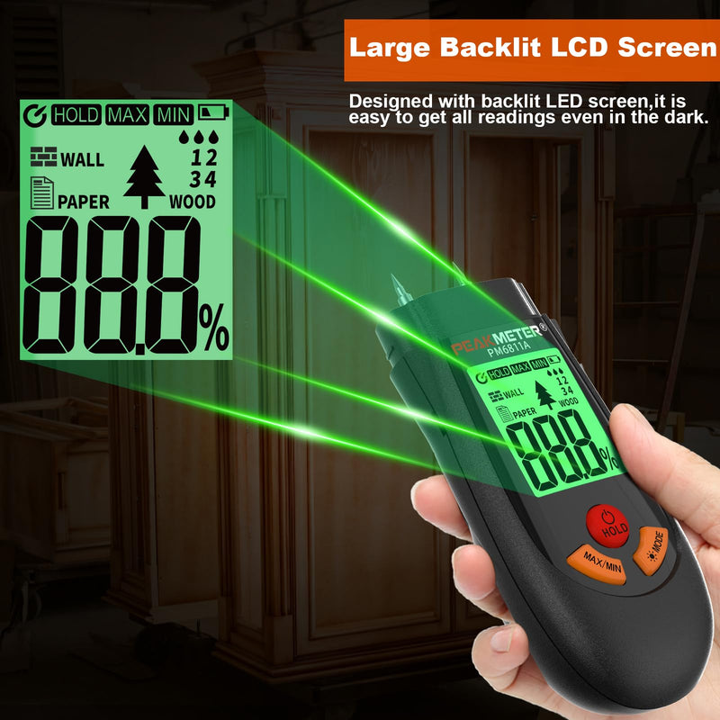[Australia - AusPower] - Digital Moisture Meter, with battery and LCD display, suitable for quick determination of moisture content of many types of logs, paper, plywood, plaster walls, floor coverings, etc. 