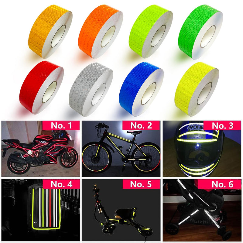 8 Rolls of 8 Colors High-Visibility Reflective Tape - Waterproof Self-Adhesive Safety Stickers for Outdoor Nighttime Visibility, Trailers, Clothing, Vehicles (1 in x 80 ft.) | Reflective stickers, night safety, waterproof, self adhesive. For clothing, ...