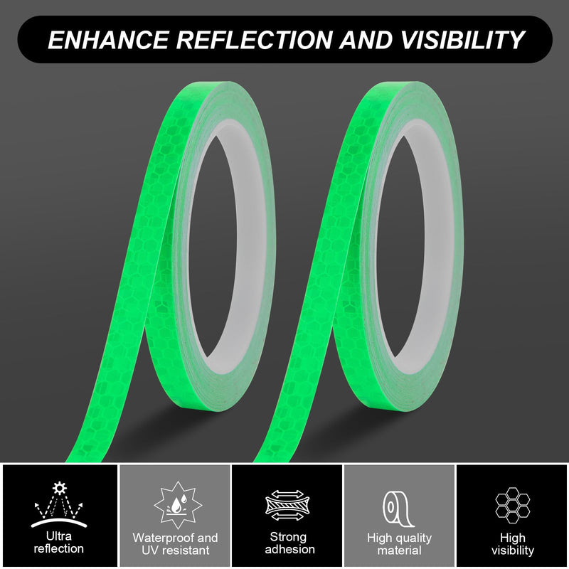 Green Reflective Tape 0.4 Inch x 33 FT Fluorescent Tape Waterproof for Outdoor DOT Auto Stickers for Bikes,Bicycles,Helmets,Trailers Green