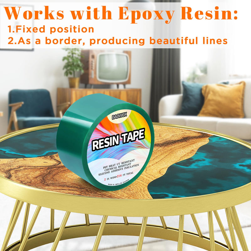 2 Rolls 108 FT Resin Tape for Epoxy Resin Molding, Silicone Thermal Adhesive Tape, High Temperature Resistance Epoxy Release Tape for River Tables Hollow Frame Bezels Craft Pendant