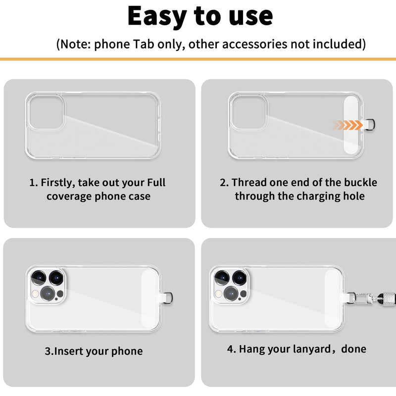 [Australia - AusPower] - Phone Tether Tab for iPhone, Cell Phone Lanyard Patch, Phone Strap Replacement Part for All Full Phone Cases (White) White 