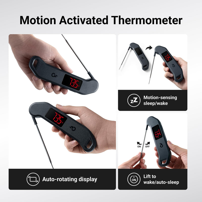 [Australia - AusPower] - Professional Digital Meat Thermometer, 1 Sec Instant Read, ±0.5℉ Accuracy NIST&NSF Certified Food Thermometer, Auto-Rotate Bright LED Screen, 100% Waterproof Cooking Thermometer for Grill BBQ, Black 