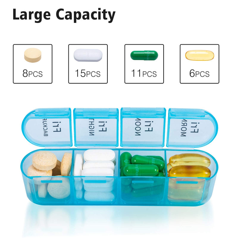 [Australia - AusPower] - Daviky Pill Organizer 4 Times a Day, Daily Pill Box Organizer, Large Weekly Medicine Pill Organizer, Pill Cases Organizers 7 Day, Pill Boxes 7 Day to Hold Vitamins, Medication Black 