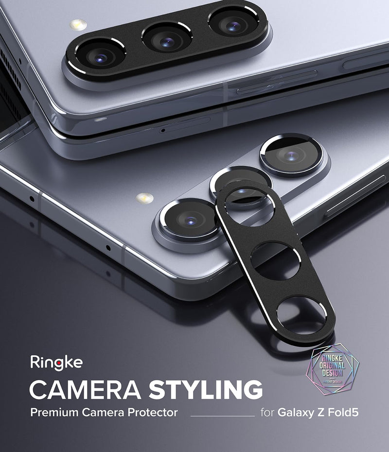 [Australia - AusPower] - Ringke Camera Styling [Stylish Aluminum Frame] Compatible with Samsung Galaxy Z Fold 5 Camera Lens Protector, Protective Metal Cover for Women, Men - Black 
