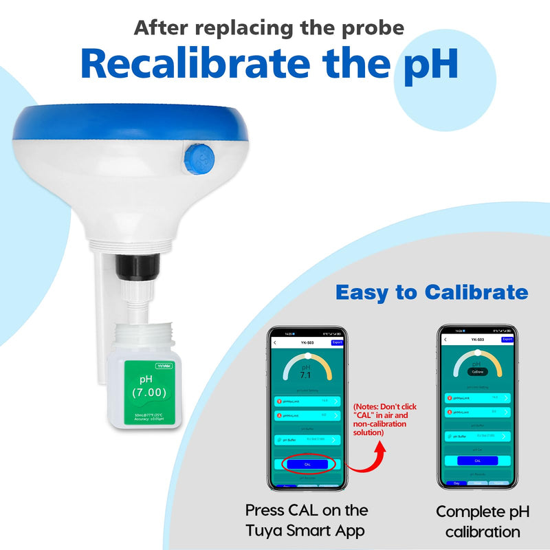 [Australia - AusPower] - YINMIK Replacement pH Probe for 7 in 1 Smart Pool Monitor, 5 in 1 Saltwater Pool Monitor, Replaceable pH Electrode for YK-S03 