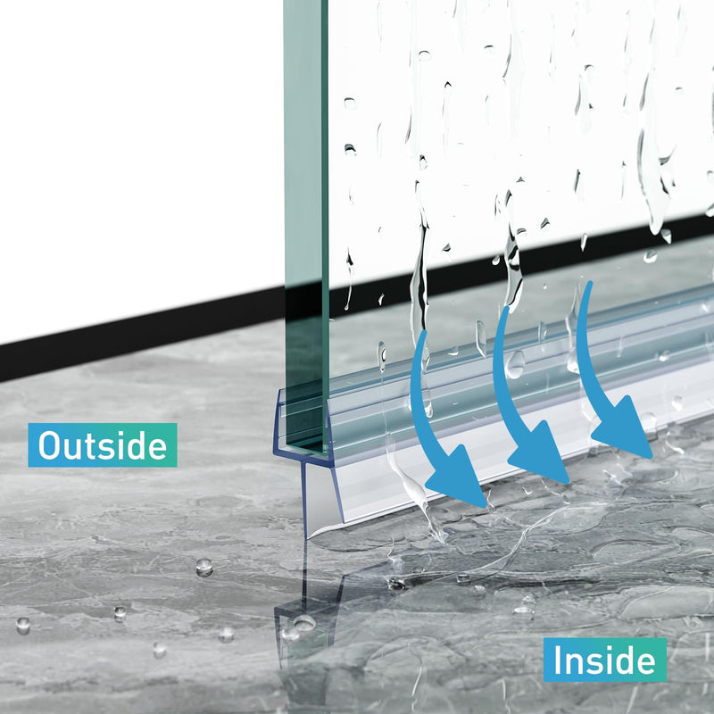 Shower Door Bottom Seal,2 PCS 3/8" X 36" Shower Door Sweep for 3/8 Inch Glass,Frameless Glass Door Seal Strip to Seal 12mm Door Gap,Stop Shower Leaks and Create a Water Barrier For 3/8" Glass-Short Sweep