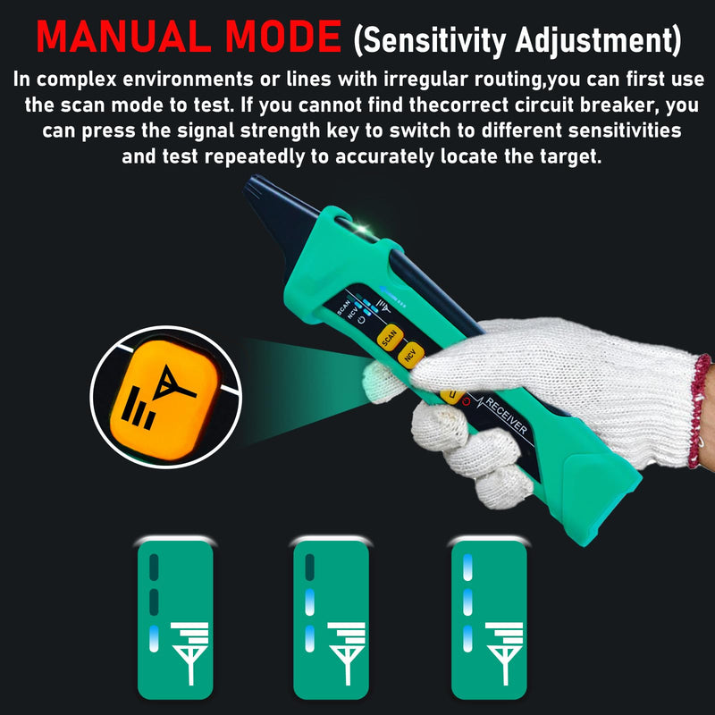 Xin Tester Digital AC Circuit Breaker Finder Tool with Integrated GFCI Outlet Tester, 90-120V NCV Electrical Circuit Tracer Automatically Scan Voltage Detector Electrician Tool XT-33A