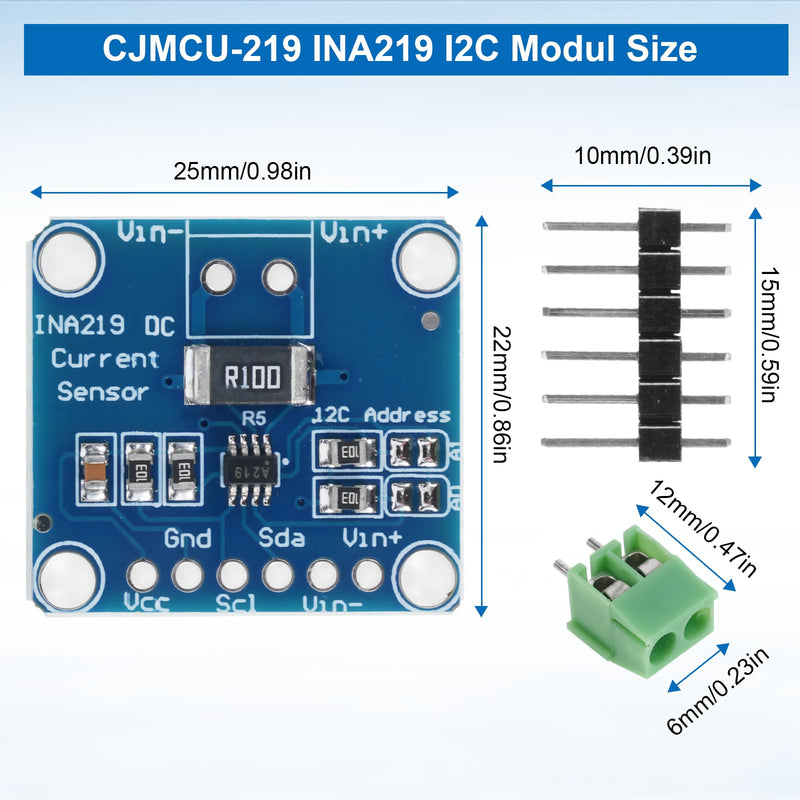 6pcs CJMCU-219 INA219 I2C Module, Bidirectional DC Current/Power Monitoring Sensor Module for Arduino and Raspberry Pi