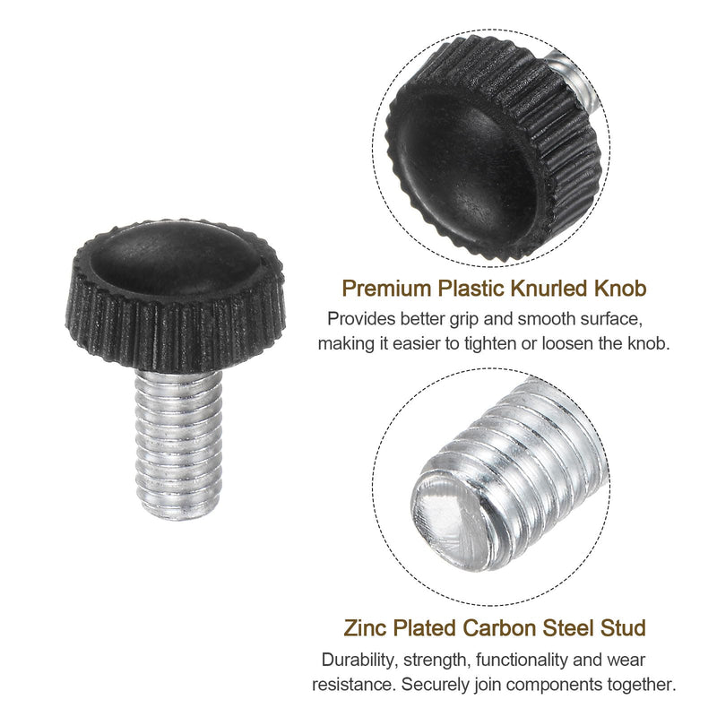[Australia - AusPower] - uxcell 20pcs M6 x 12mm Male Thread Knurled Knobs, Thumb Screw Clamping Knobs Grip Plastic Handle Hand Knobs with Threaded Stud, Black 