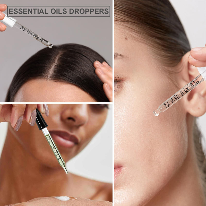 [Australia - AusPower] - 10Pcs Eye Dropper with Durable Rubber Head, 1ml Glass Dropper, Liquid Droppers for Oils, Eye Droppers for Medicine, Precise Pipette Droppers for Crafts, Essential Oil, Food 