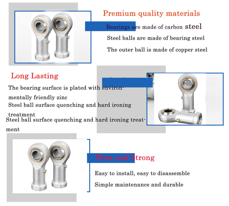 [Australia - AusPower] - (2pcs) PHSB4 Rod End Bearings 1/4-inch Bore Pre-Lubricated Bearings1/4-28 Female Thread Right Hand 1/4" PHS 