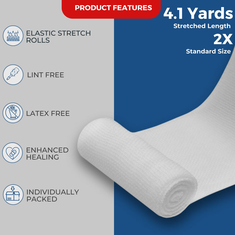 [Australia - AusPower] - Gauze Rolls 2 inch Pack of 24 – Premium Quality Lint and Latex-Free Rolled Gauze 2 inches x 4.1 Yards - Conforming Stretch Bandages Designed for Effective Wound Care & Comfort 