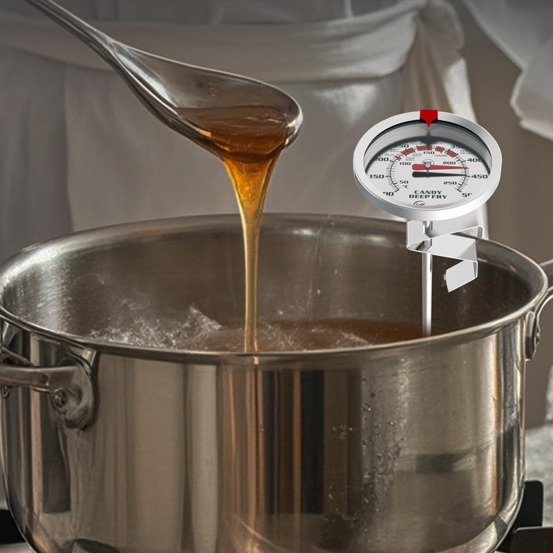 [Australia - AusPower] - KT THERMO Deep Fry Thermometer with Instant Read Dial Thermometer, 8" Stainless Steel Probe，100-500°F, for Syrup, Candy, Jam, and deep Frying 