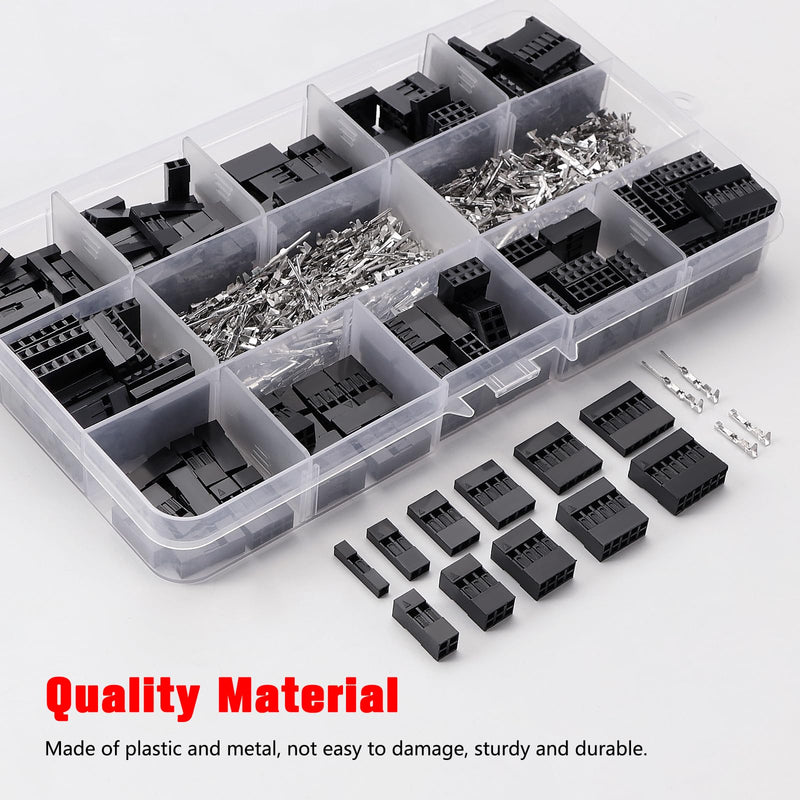 YIXISI 620 Pieces 2.54 mm Pitch 1/2/3/4/5/6 Pin Dupont Connector Kit, Pin Header Plug Housing, Dupont Male Female Crimp Connector