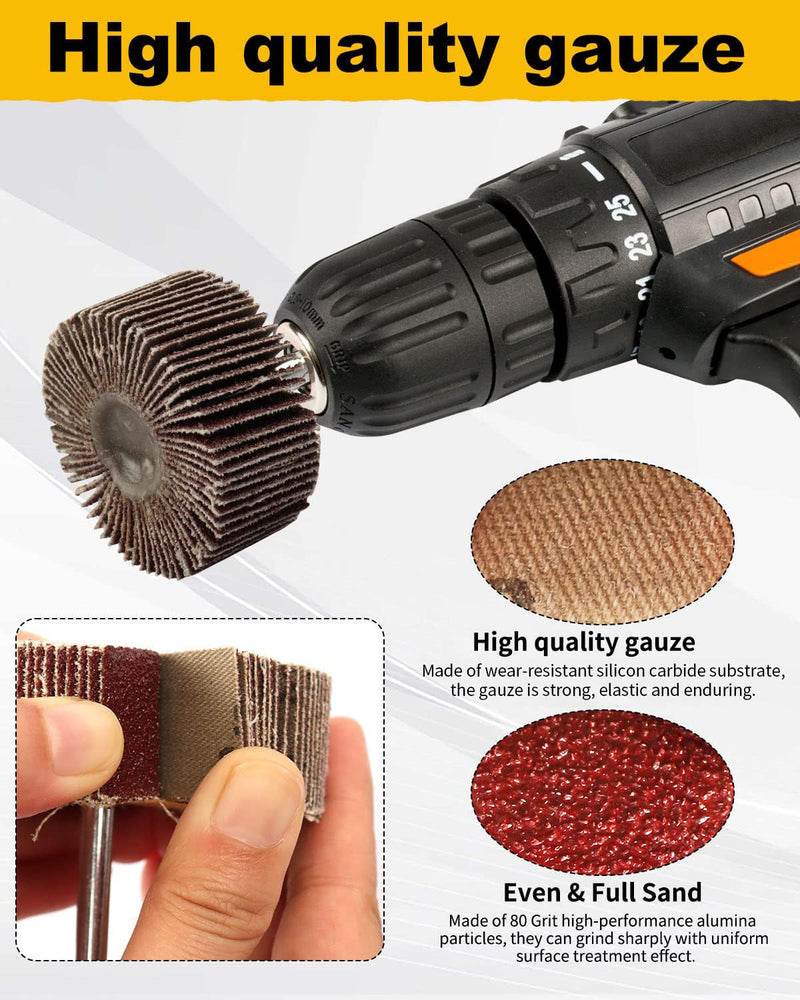 [Australia - AusPower] - 8 Pcs Flap Wheel Sander Set, 1/4" Shank 8Size Flapper Wheel, SHITIME Long-Lasting Cylindrical Shape Sanding Wheel for Removing and Polishing Rust Paint(80 Grit) 8 
