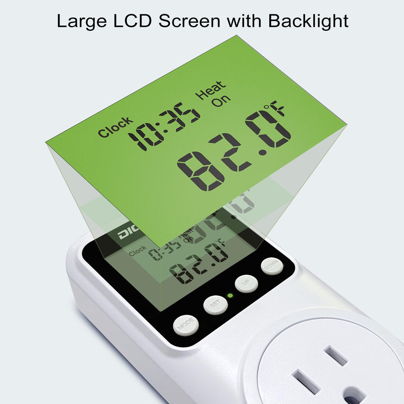 [Australia - AusPower] - Timer Thermostat, Day-Night Temperature Controller, Clock Function, ℃/℉ Plug-in Outlet Timer Thermostat with LCD Screen Backlight Function 110V 15A 