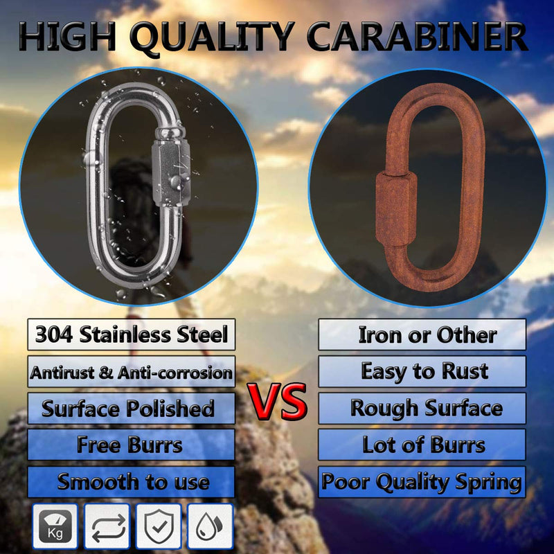 [Australia - AusPower] - Quick Link, Ekunbuy 304 Stainless Steel Heavy Duty Locking Clips Chain Connector Repair Link Buckle for Swing Outdoor Camping M5 6Pack 