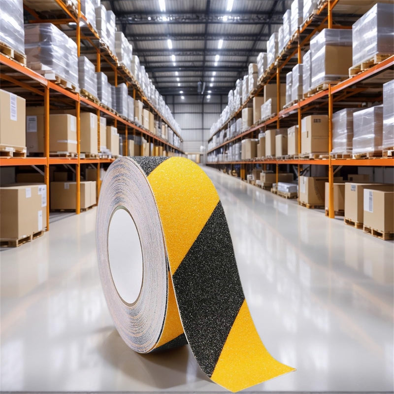 Anti Slip Tape 2" x 60Ft Heavy Duty Grit Safety Grip for Stairs, Steps, Floors, Indoor & Outdoor, Waterproof Non Skid Roll Traction Tread Black & Yellow
