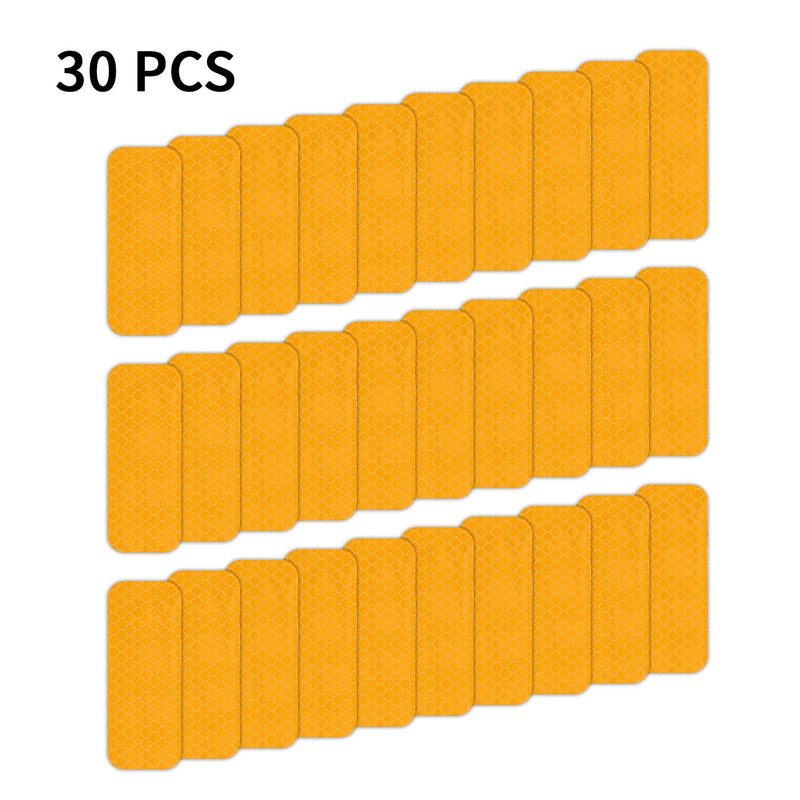 30 Pcs Safety Warning Tapes, 3.15″ x 1.2″ Rectangular Reflective Stickers Side Trim Strip, 8x3 CM Reflective Marker High Visibility Waterproof PET Reflector for Mailbox, Car, Helmets, Amber 8 X 3 CM