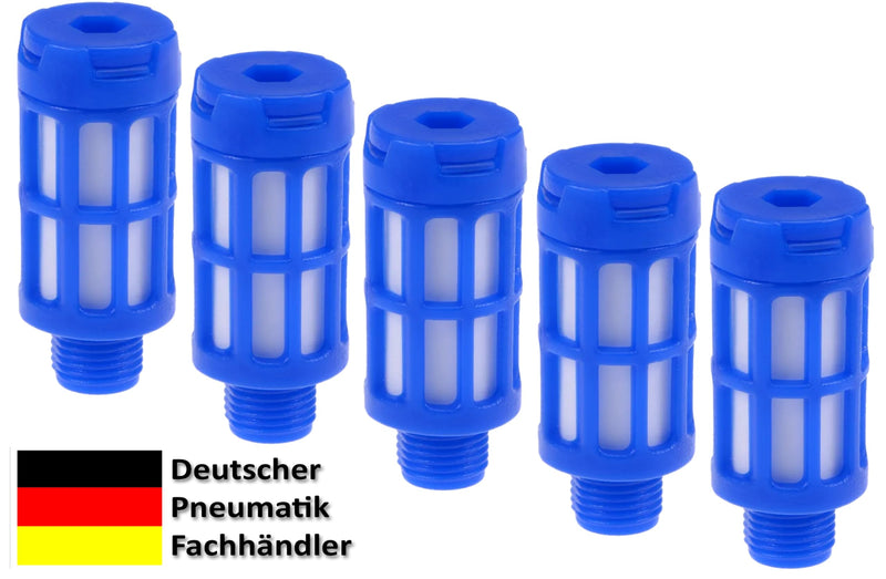 Pneumatic Silencer 1/8 Inch Plastic Set of 5 Industrial Quality (5, Plastic 1/8 Inch) Plastic 1/8"