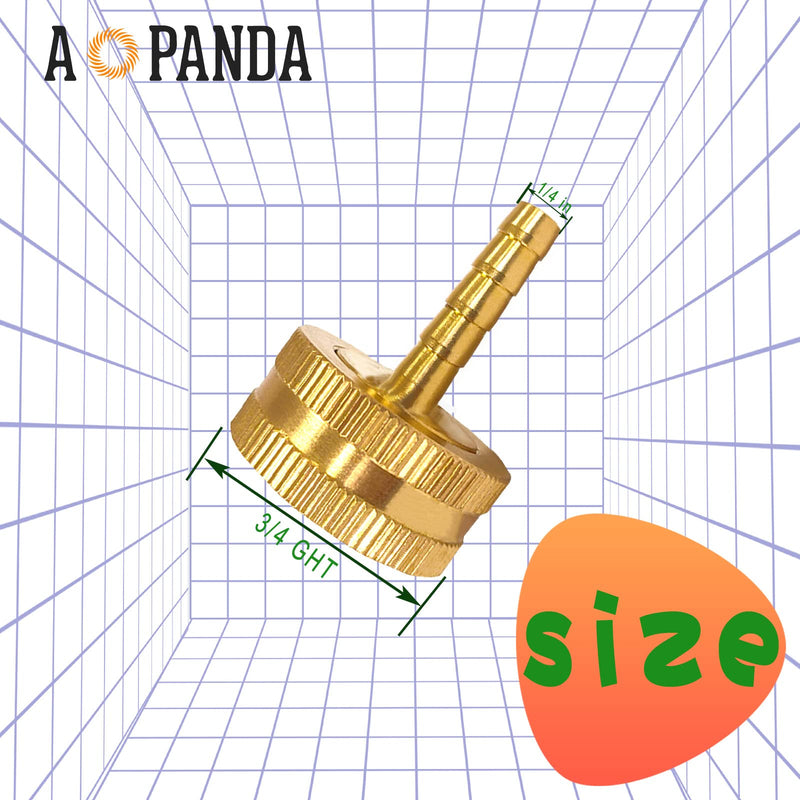[Australia - AusPower] - AOPANDA 1/4" Barb x 3/4" Female GHT Thread Solid Brass Water Hose End Repair Connector, Includes Stainless Steel Clamps and gaskets 2 1/4" Barb x 3/4 GHT 