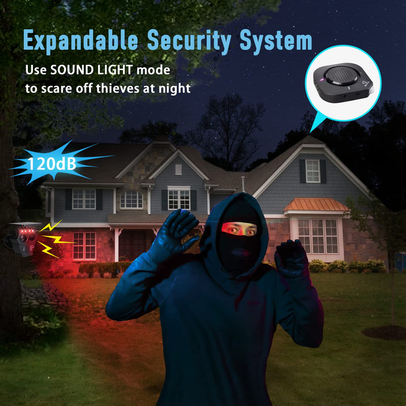 [Australia - AusPower] - 1/2 Mile Long Range Solar Wireless Driveway Alarm System IP65 Weatherproof Outdoor Motion Detectors&Sensor 120dB Siren Sound Light Security Alert System Monitor&Protect Outdoor/Indoor Property(1R2S) 1Receiver and 2Sensors 