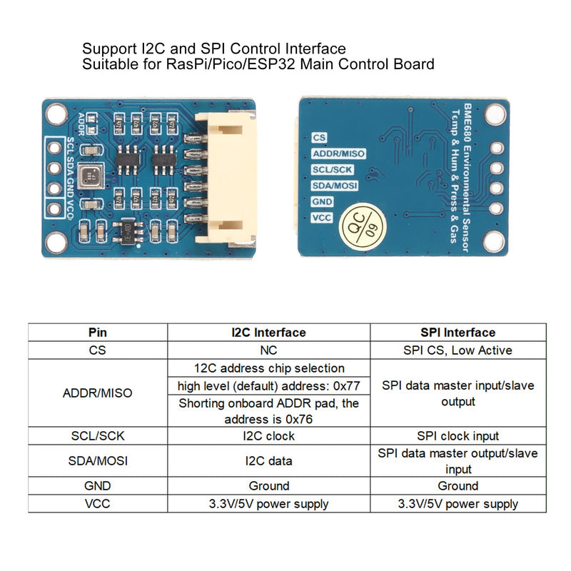 [Australia - AusPower] - BME688 Environmental Module, I2C SPI Interface Humidity Barometric Pressure BME688 Sensor for RasPi, for Pico, for 