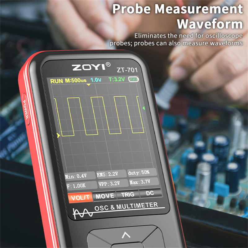 [Australia - AusPower] - 2 in 1 Handheld Oscilloscope with Multimeter 5MHz Bandwidth with Auto Waveform Measurement 3.2" IPS Color Display USB-C Rechargeable for Electronics Repair and Engineering 