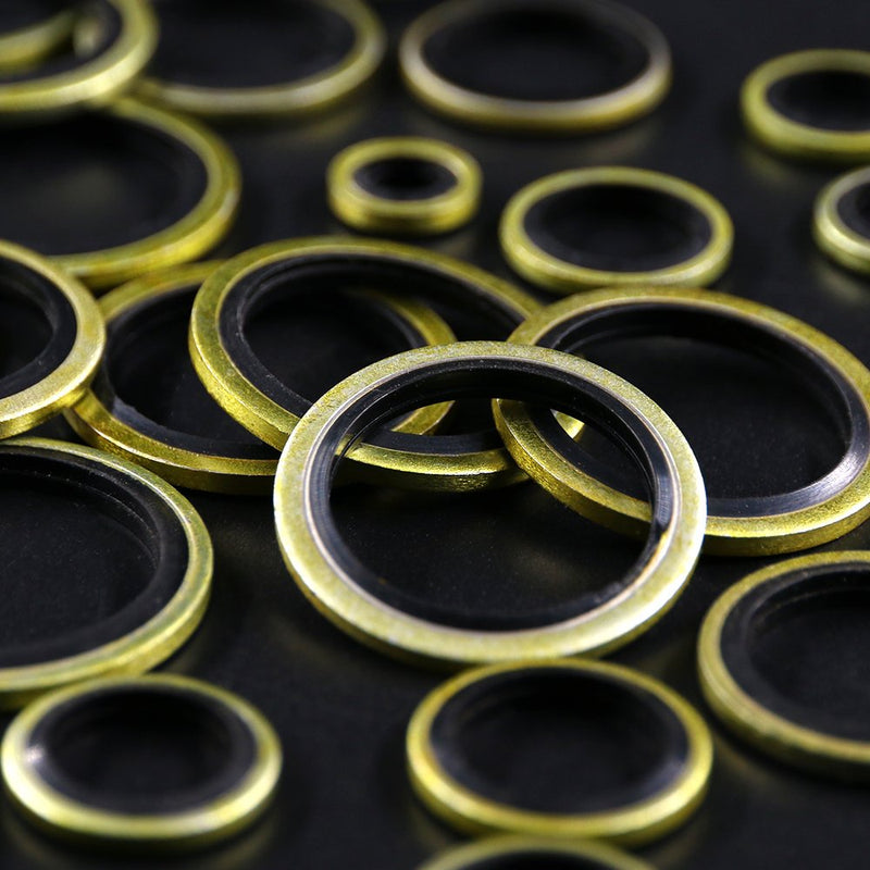 [Australia - AusPower] - Hilitchi 180-Pcs Metric Dowty Bonded Seal Oil Washer Assortment Kit - 10-SIZE: M6 to M24 gold 